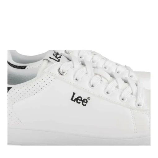 Baskets BLANC Femme Motif Paillettes Lacets