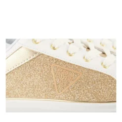Baskets BLANC Femme Motif Paillettes Lacets