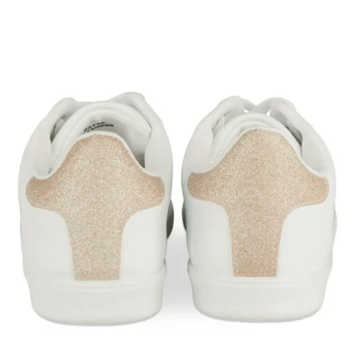 Baskets BLANC Femme Motif Paillettes Lacets