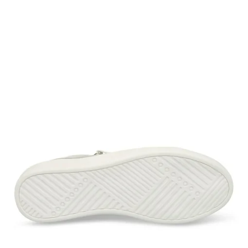 Baskets BLANC Femme Motif Paillettes Lacets