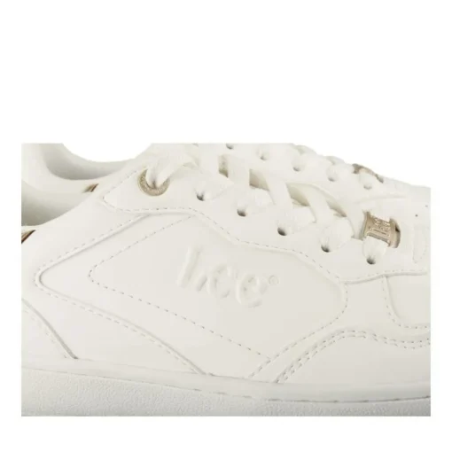 Baskets BLANC Femme Motif Paillettes Lacets