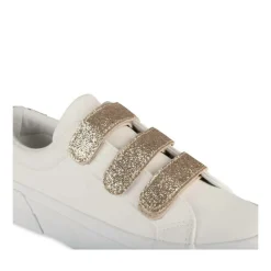 Baskets BLANC Femme Motif Paillettes Scratch