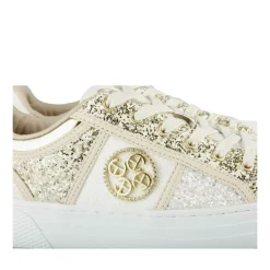 Baskets BLANC Femme Motif Paillettes Lacets