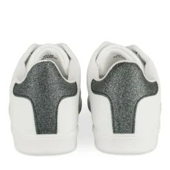 Baskets BLANC Femme Motif Paillettes Lacets