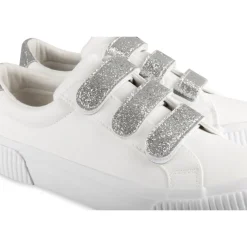Baskets BLANC Femme Motif Uni Scratch