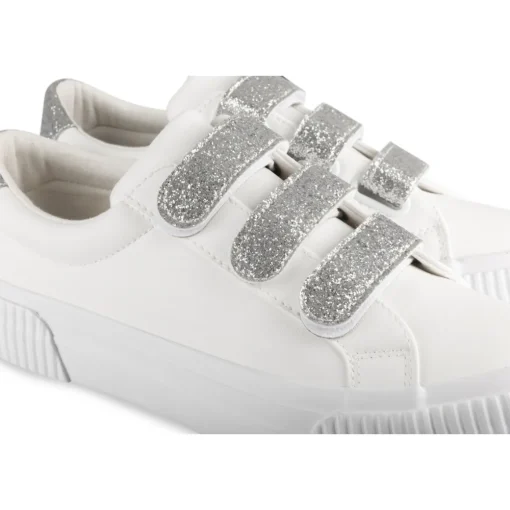 Baskets BLANC Femme Motif Uni Scratch