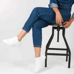 Baskets BLANC Femme Motif Uni Lacets