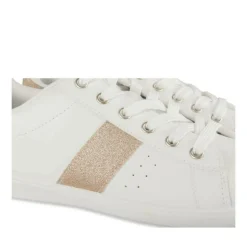 Baskets BLANC Femme Motif Paillettes Lacets