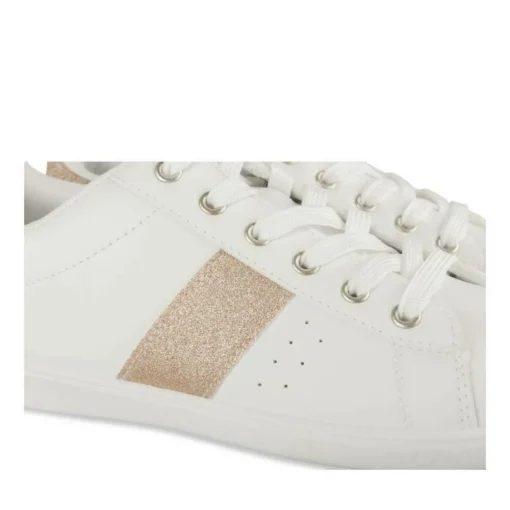 Baskets BLANC Femme Motif Paillettes Lacets