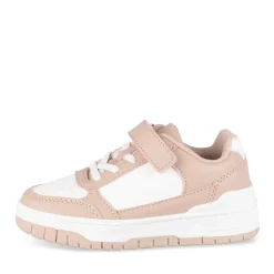 Baskets BLANC Fille Motif Uni Scratch + Elastique