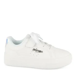 Baskets BLANC Fille Motif Uni Scratch