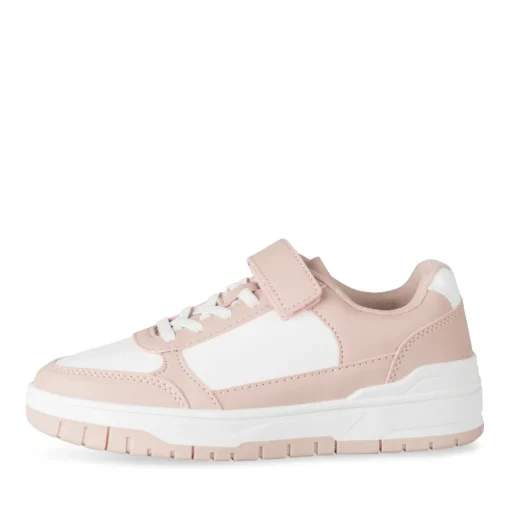 Baskets BLANC Fille Motif Uni Scratch + Elastique
