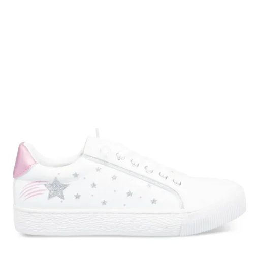 Baskets BLANC Fille Motif Etoiles Fermeture éclair