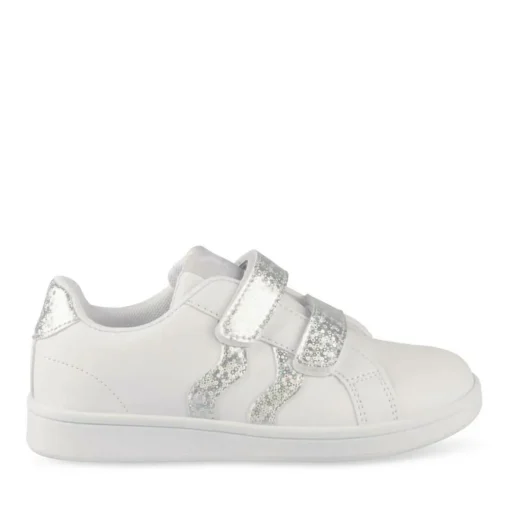 Baskets BLANC Fille Motif Uni Scratch
