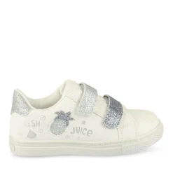 Baskets BLANC Fille Motif Paillettes Scratch