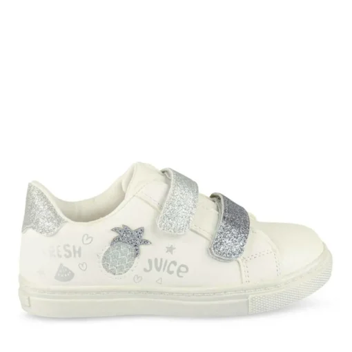 Baskets BLANC Fille Motif Paillettes Scratch