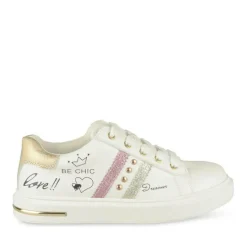 Baskets BLANC Fille Motif Paillettes Lacets