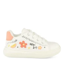 Baskets BLANC Fille Motif Fleuri Lacets