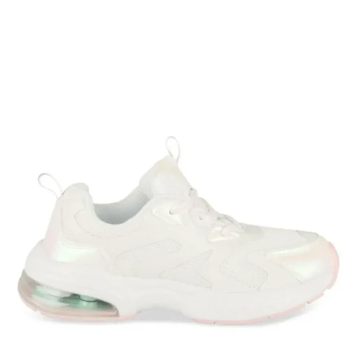 Baskets BLANC Fille Motif Iridescent Elastique