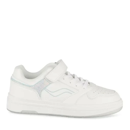 Baskets BLANC Fille Motif Uni Scratch