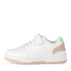Baskets BLANC Fille Motif Uni Scratch + Elastique
