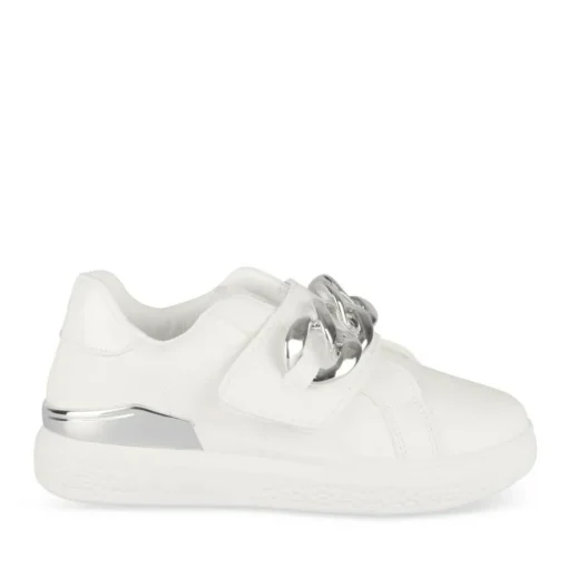 Baskets BLANC Fille Motif Chaîne Scratch