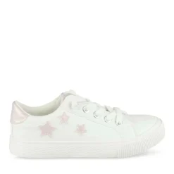 Baskets BLANC Fille Motif Etoiles Lacets
