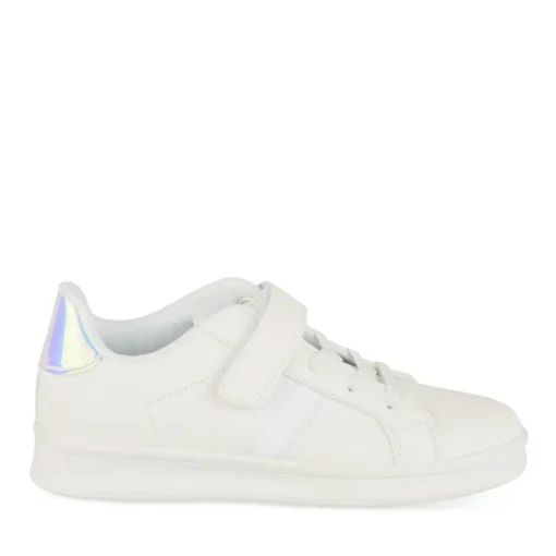 Baskets BLANC Fille Motif Uni Scratch