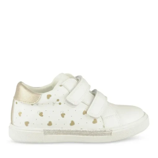 Baskets BLANC Fille Motif Coeurs Scratch