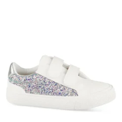 Baskets BLANC Fille Motif Paillettes Scratch