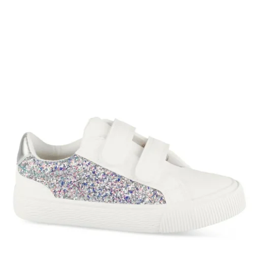 Baskets BLANC Fille Motif Paillettes Scratch