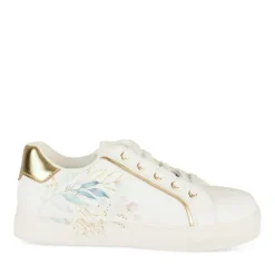 Baskets BLANC Fille Motif Fleuri Lacets