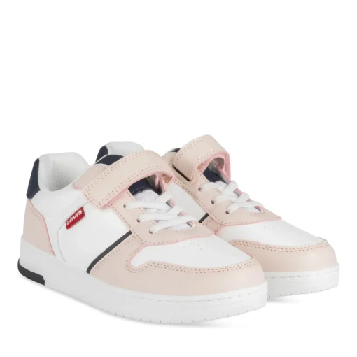 Baskets BLANC Fille Motif Uni Scratch + Elastique