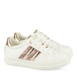 Baskets BLANC Fille Motif Paillettes Lacets