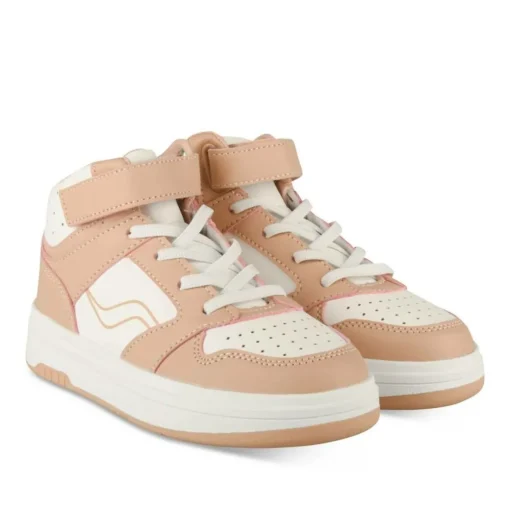 Baskets BLANC Fille Motif Uni Scratch