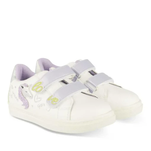 Baskets BLANC Fille Motif Licorne Scratch