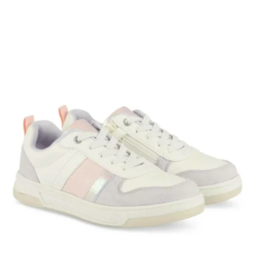 Baskets BLANC Fille Motif Iridescent Fermeture éclair