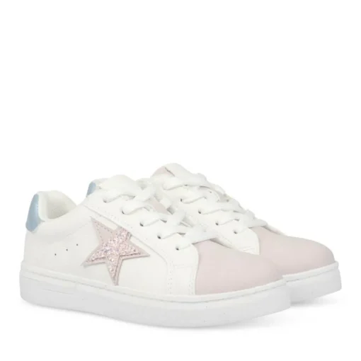 Baskets BLANC Fille Motif Paillettes Lacets