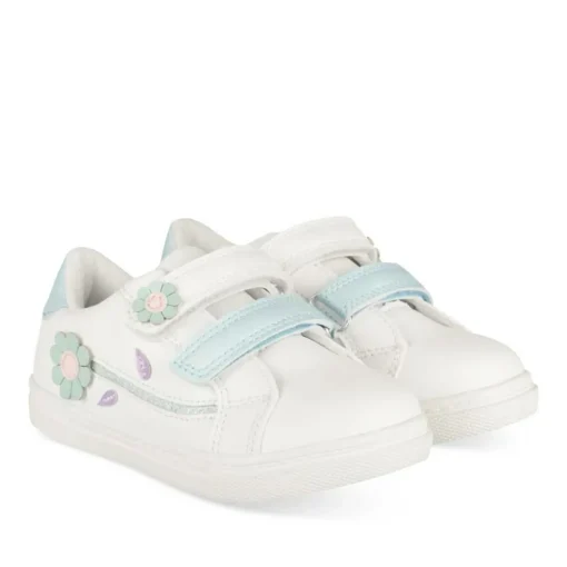 Baskets BLANC Fille Motif Fleuri Scratch