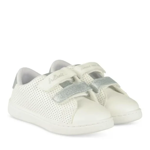 Baskets BLANC Fille Motif Uni Scratch
