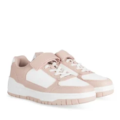 Baskets BLANC Fille Motif Uni Scratch + Elastique