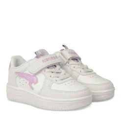 Baskets BLANC Fille Motif Uni Scratch