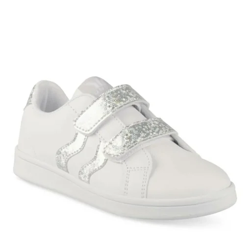 Baskets BLANC Fille Motif Uni Scratch