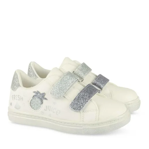 Baskets BLANC Fille Motif Paillettes Scratch