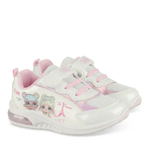 Baskets BLANC Fille Motif Uni Scratch