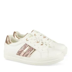 Baskets BLANC Fille Motif Paillettes Lacets