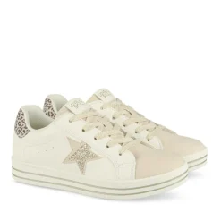 Baskets BLANC Fille Motif Paillettes Lacets