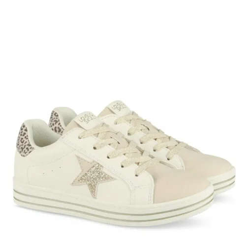 Baskets BLANC Fille Motif Paillettes Lacets