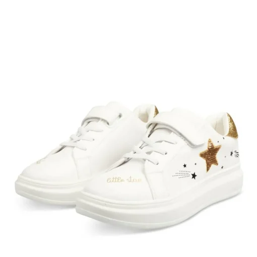 Baskets BLANC Fille Motif Etoiles Scratch