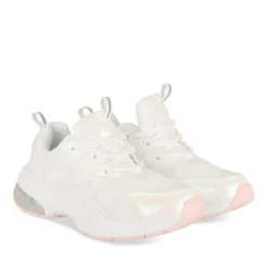 Baskets BLANC Fille Motif Iridescent Elastique